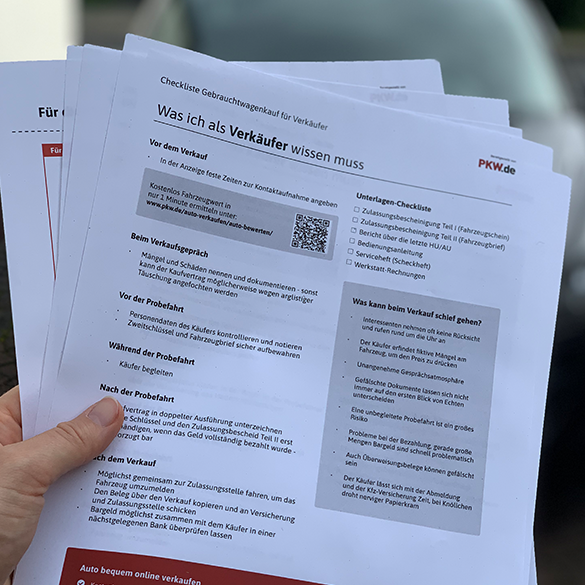 Kaufvertrag und Checklist für private Autoverkäufer
